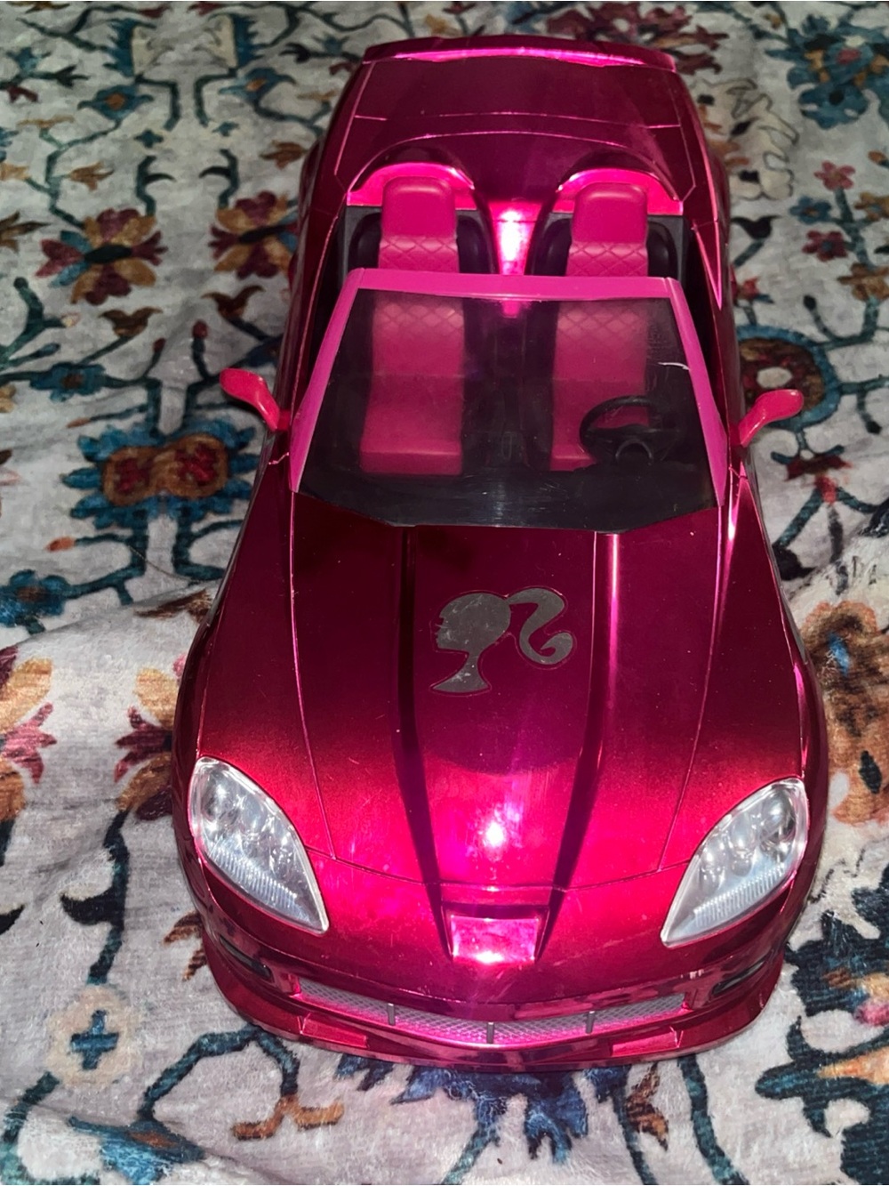 Mattel Metallic Hot Pink Barbie Logo vintage Convertible Toy Car